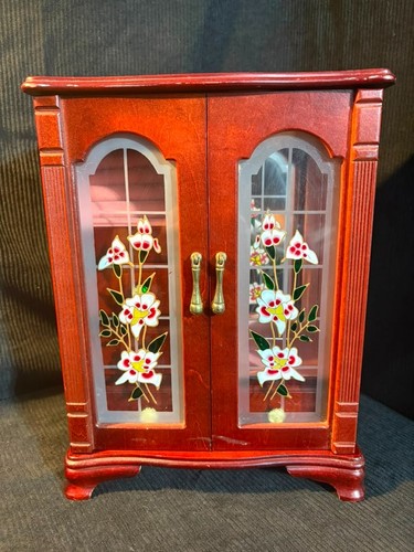 Vtg wooden jewelry armoire - wooden,