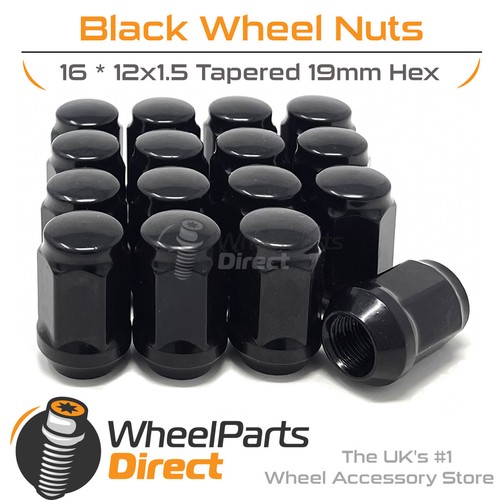 Wheel nuts 12x1 black - nuts, (16)