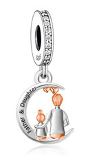 Brand New S925 Sterling silver 'Father & Daughter' Fatherly Love Dangle Charm