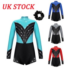 UK Girl Gymnastics Leotard Sparkly Dance Leotards Ballet Jumpsuit Costume Sets