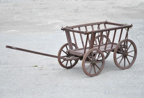 Old vintage dog cart - dog, pony