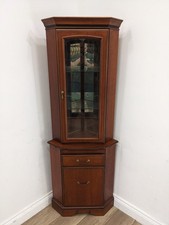 CORNER CABINET Glass Door Adjustable Glass Shelves Mirrored Back