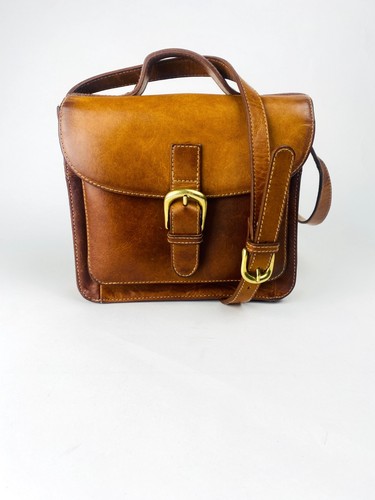 Vtg bass leather satchel - gh,