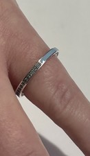 Genuine Pandora Solid Sterling Silver Light Blue Radiant Hearts Ring Size S 60