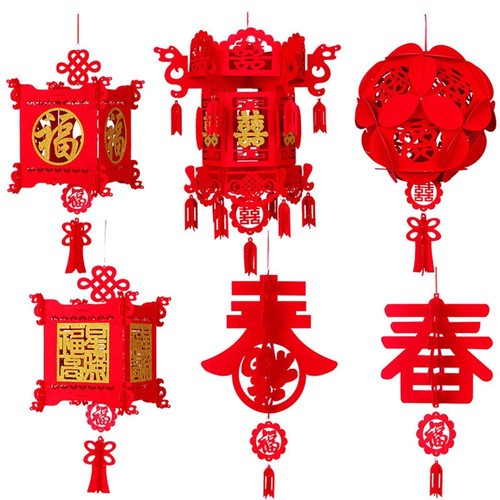 Red chinese new year hanging - red,