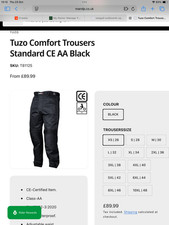 TUZO Motorcycle Trousers New  Armoured Knees waist 34” inside leg 30” Black