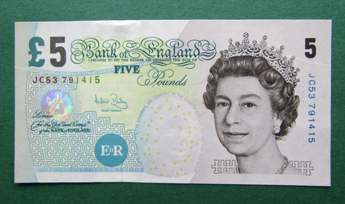 Bank england five pound - five,