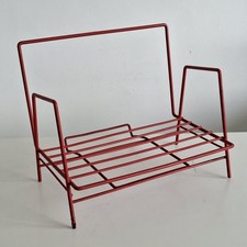 Retro 1970s Red Wire Rack Plates Books Storage Vintage Decor