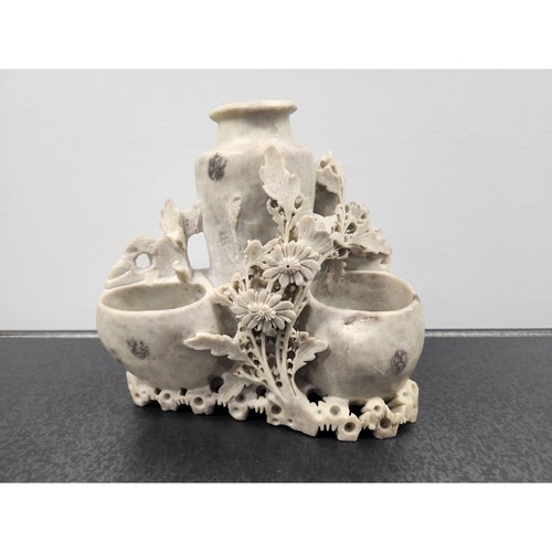 Vintage hand carved soapstone - hand,