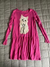 Girls H&M pink long sleeved dress with cat print size 8-10y