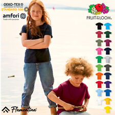 Kids  Plain T-Shirt Fruit Of The Loom Original Cotton Top Boys Girls Tee 3-15