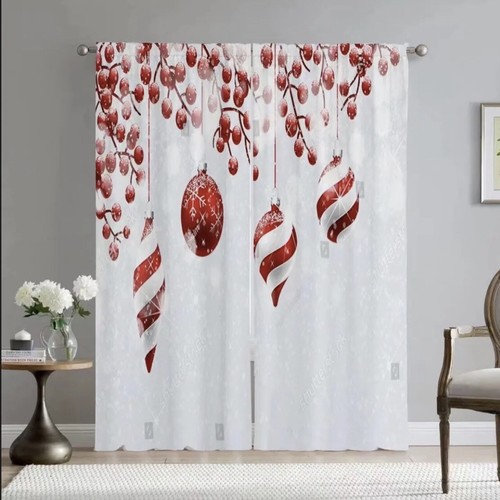 Christmas net voile curtains - christmas,