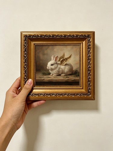 White bunny golden angel - golden,