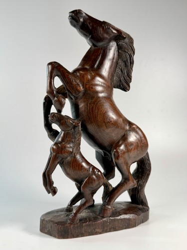 Hand carved hardwood - carved, rearing