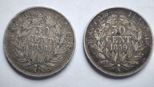 1858 1859 france 50 centimes - &,