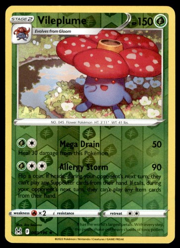 Vileplume 003 196 holo rare - vileplume,