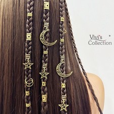 Hair Braids Beads Rings Clips Dreadlock Moon Star Cuffs Metal Extensions Jewelry