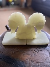 Pair of Vintage Horse Head Bookend Carved Onyx Rock Marble Stone Book Ends