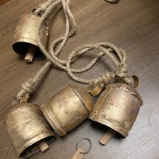 Set of 4 Giant Harmony Cow Bells Vintage Handmade Rustic Christmas Bell Home