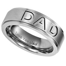 Fathers day silver dad ring - dad,