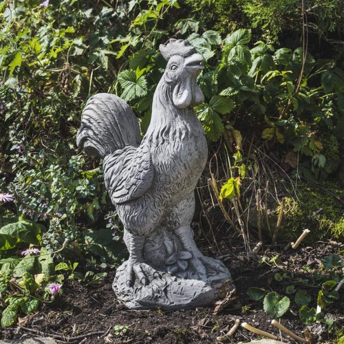 Large stone cast cockerel - large,