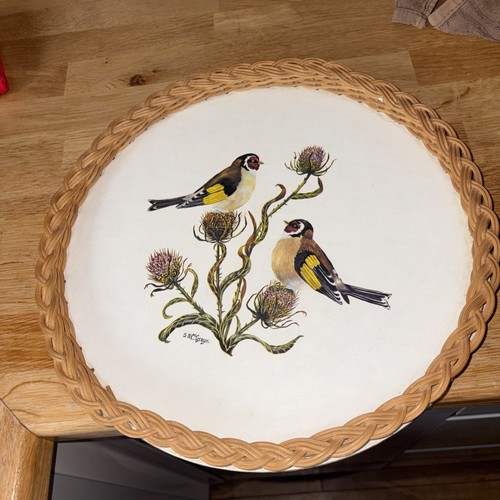 Vintage melamine robin - robin, oak