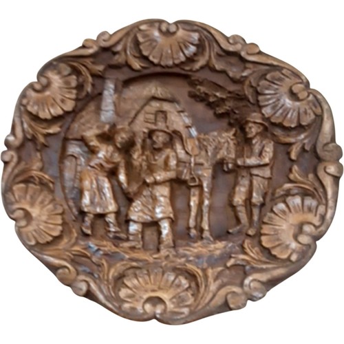 Vintage carved wooden - carved, plaque