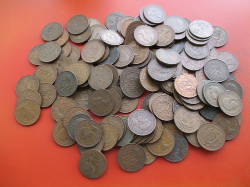 Over 800g old halfpennies - old,