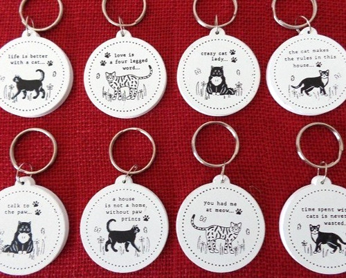 Cute cat keyring humorous - cat,