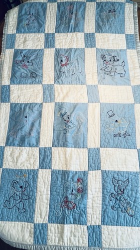 Vtg embroidered blocks - embroidered, 12