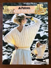 Patons 7275 knitting pattern ladies eyelet side-to-side dolman batwing sweater