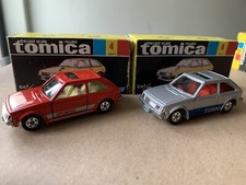 2 X RARE VINTAGE TOMY TOMICA no4 MAZDA FAMILIA 1500XG 1/59 RED & SILVER JAPAN