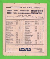 Bus Timetable - East Yorkshire & West Yorkshire - Leeds to Bridlington - 1949/50