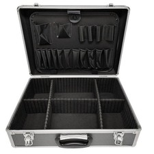 Large Grey Flight Storage Case Electricians Tool Box Organiser Secure with Divid