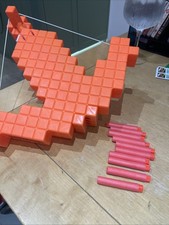 Nerf Minecraft Pillagers Crossbow Toy Orange White Bow Soft Dart with Darts