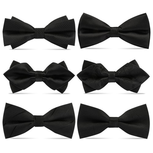 Black bow tie adjustable satin - black,