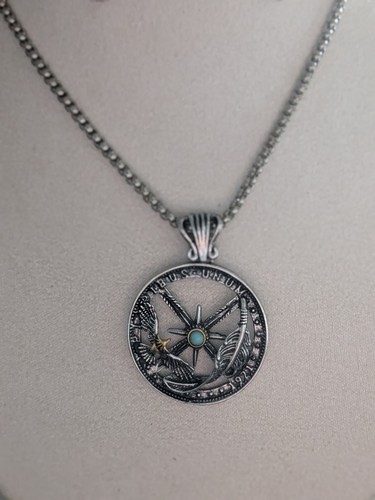 Turquoise feather pendant - turquoise,