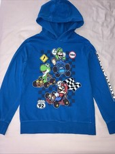 boys next blue super mario kart hooded long sleeve t shirt age 8 years
