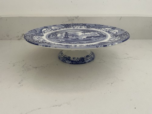 Spode blue italian footed cake - footed,