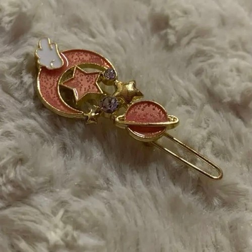 Moon star hair clip pink - star,