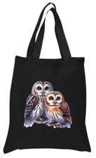 Owl Black Cotton Tote Bag Heavyweight 8 oz Durable & Reusable Gift Present 