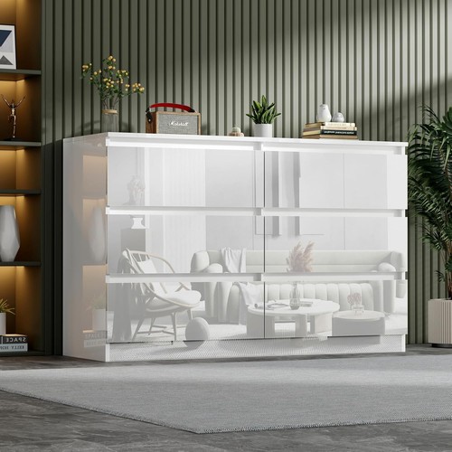 White high gloss drawer - high, 6
