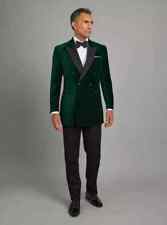 Elvis Men's Green Velvet Double-Breasted Tuxedo Jacket Peak Lapel 48"-FRAYED