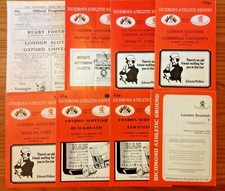 London Scottish Rugby Programmes 1960 - 1999