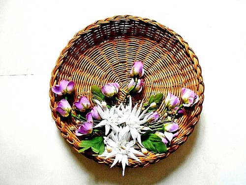 Wicker tray with - with, flowers