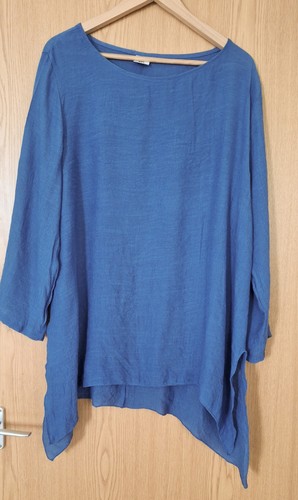 Blue linen mix hanky - linen, tunic