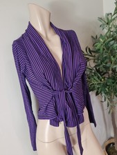 The Masai Clothing Company Cardigan Small Purple Striped Tie Front Hippie Boho