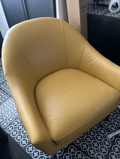 Genuine Leather Mustard Yellow Lounge Accent Chair