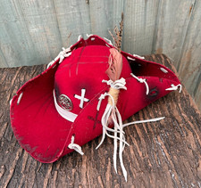 Unisex Red Distressed Tricorn