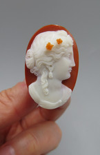 Antique Hardsone Agate Cameo of a Lady Singed unmounted